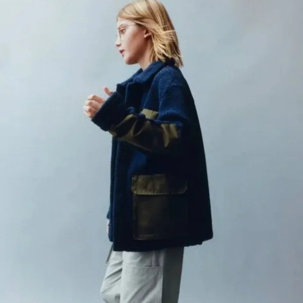 Zara Boys Contrasting Polar Fleece Overshirt Jacket